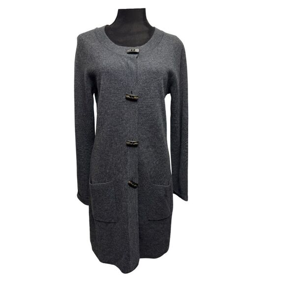 Ellen Tracy Wool Blend Sweater Duster Grey - Picture 2 of 9